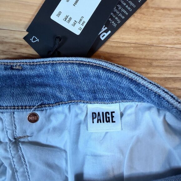 Paige Women's Size 24W Jeans Cindy Raw Hem Med Wash High Rise Classic MSRP $229 - Picture 7 of 11